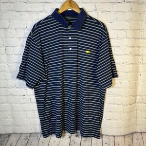 Amen Corner Masters Golf Polo Shirt Mens XL Navy Blue Striped Pima Cotton Pique